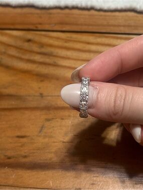 Silver Crystal Eternity Band Ring - White